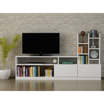 Biblioteca Living UnicUtil,164 x 25 x 91 cm,  Alb, front PAL