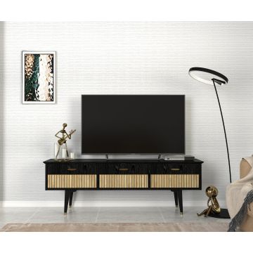 Comodă televizor Black Elegance, 150 x 35 x 49.7 cm, Negru-Maro, UnicUtil