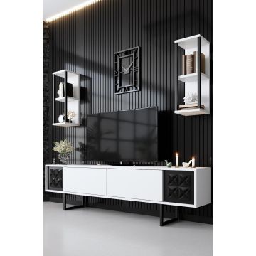 Comoda TV Black Line TV Stand Stylish, Gri, 180 x 48 x 30 cm