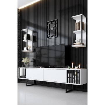 Comoda Tv Chrome Line Tv Stand Stylish, Gri, 180 x 48 x 30 cm