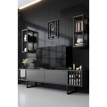 Comoda Tv Chrome Line Tv Stand Stylish, Gri, 180 x 48 x 30 cm