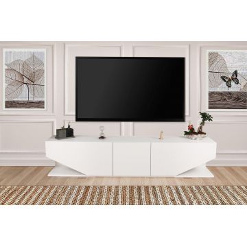 Comoda Tv Elegant cu 3 usi, Alb, 180 x 40 x 30 cm