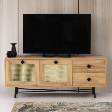 COMODA TV Hapsiyas 140 cu 2 sertare si 2 usi, Stejar, 140 x 60 x 40 cm