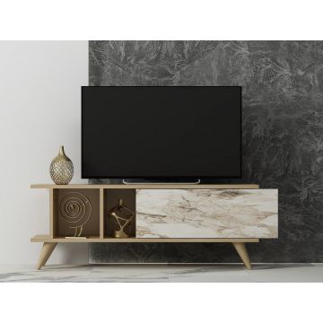 Comoda TV Liberty - Sapphire Oak, Marble, Stejar, 45x30x120 cm