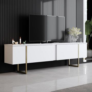 Comoda Tv Luxe TV Stand Chic, Alb Negru Nuc, 180 x 50 x 30 cm