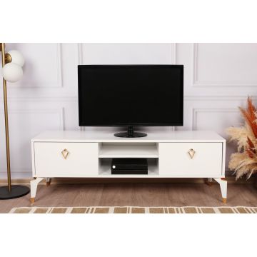 Comoda TV Posh, Alb - Maro inchis, 143 x 47 x 40 cm