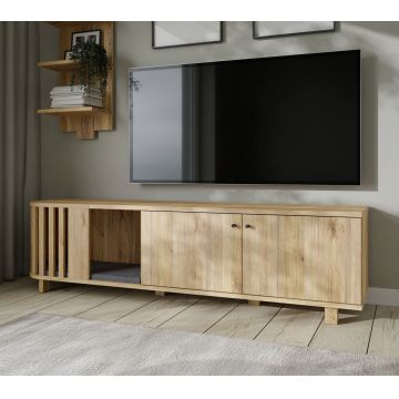 Comoda TV Renkum, Bedora, 172.2x41.3x51.7 cm, PAL/metal, stejar