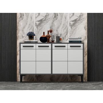 Comoda TV Stria - Anthracite, White, Gri, 75x30x120 cm