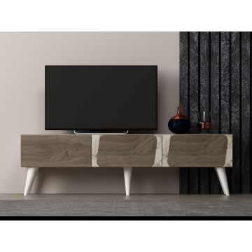 Comoda TV Veas - Marble, Walnut, Marmură, 43x30x150 cm