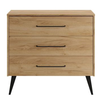 Comodă de copii în culoare naturală joasă cu aspect de lemn de fag 100x92 cm Retro – Pinio