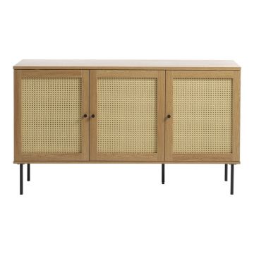 Comodă în culoare naturală joasă cu aspect de lemn de stejar 140x80 cm Pensacola – Unique Furniture