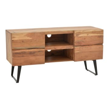 Comoda TV Dervie lemn masiv de acacia naturala 130x43.5x66.5 cm