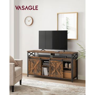 Comoda TV Farmhouse Design, Vasagle, 147x40x76 cm, TV pana la 65 inch, PAL/otel, maro