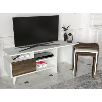 Comoda TV Natura Stejar - Alb, 120 x 49 x 30 cm