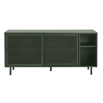 Comodă verde-închis joasă din metal cu ușă glisantă 160x75 cm Veep – Unique Furniture